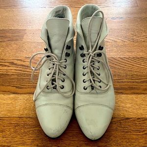 Vintage Leather Lace Up Ankle Booties White 6 1/2 M